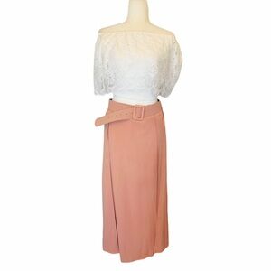 Two Piece Sets Off Shoulder Lace Patchwork Blouse